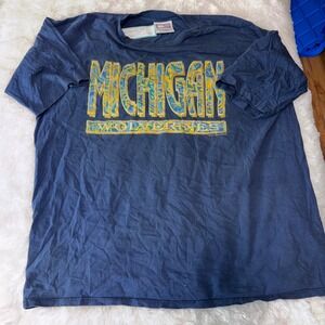 Vintage 1997 Michigan Wolverines T Shirt Large CS Crabble Sportswear‎ Blue
